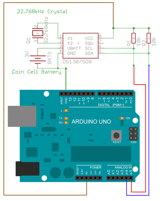 DS1307 Circuit with Arduino