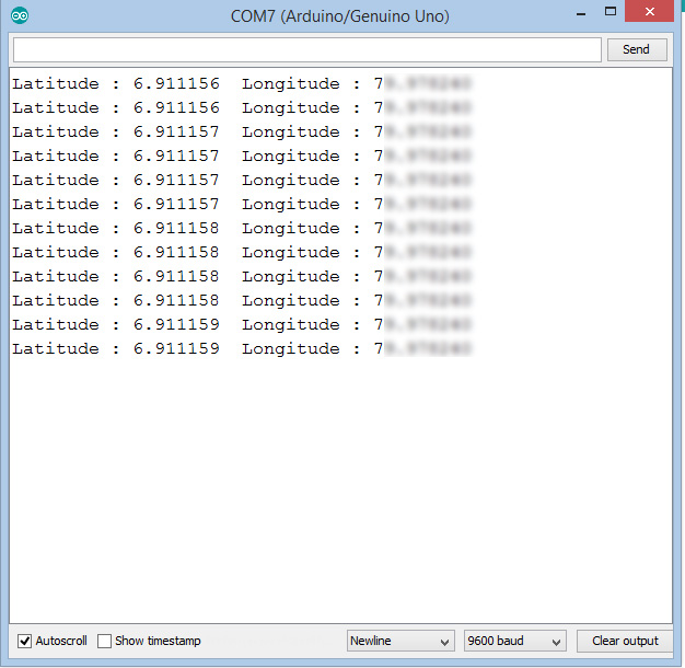 Arduino Neo6M GPS Serial Monitor Output