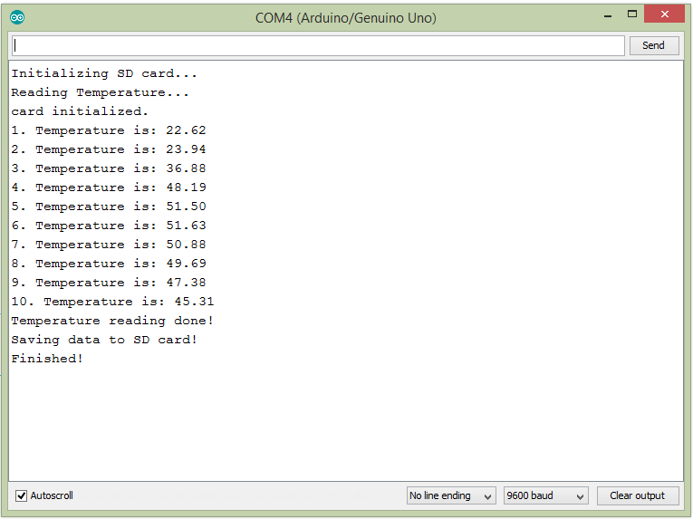 Arduino MicroSD Module DS18B20 Temperature Data Logging