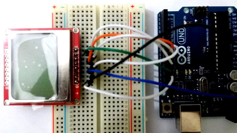 Arduino Nokia 5110 Breadboard