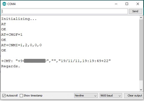 SIM800L Arduino Read SMS Serial Monitor