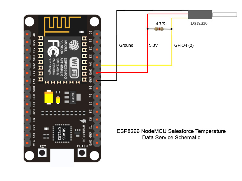 NodeMCU Salesforce Data Service Schematic