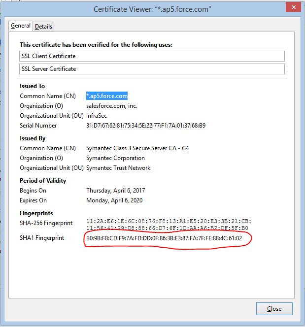 Get SHA1 Fingerprint