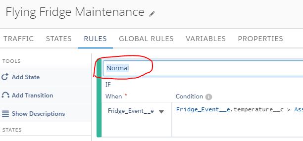 Rename default orchestration rule Salesforce IoT Explorer